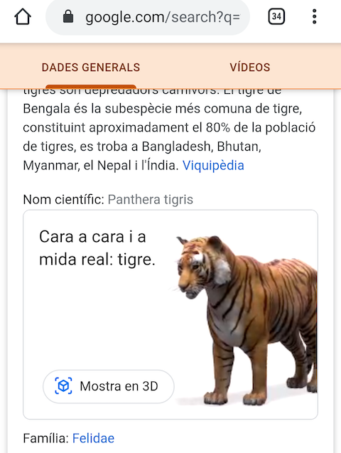 Cómo activar la realidad aumentada de Google para ver un tigre y otros  animales en 3D, paso a paso